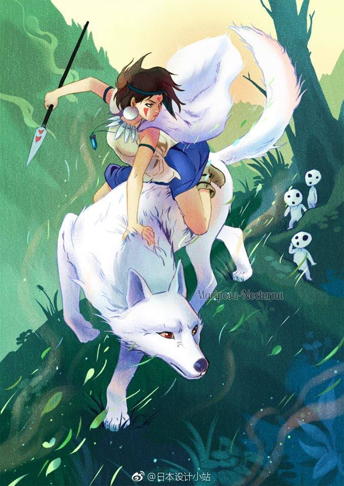 法国插画师mariposa nocturna的水彩吉卜力经典作品画作.