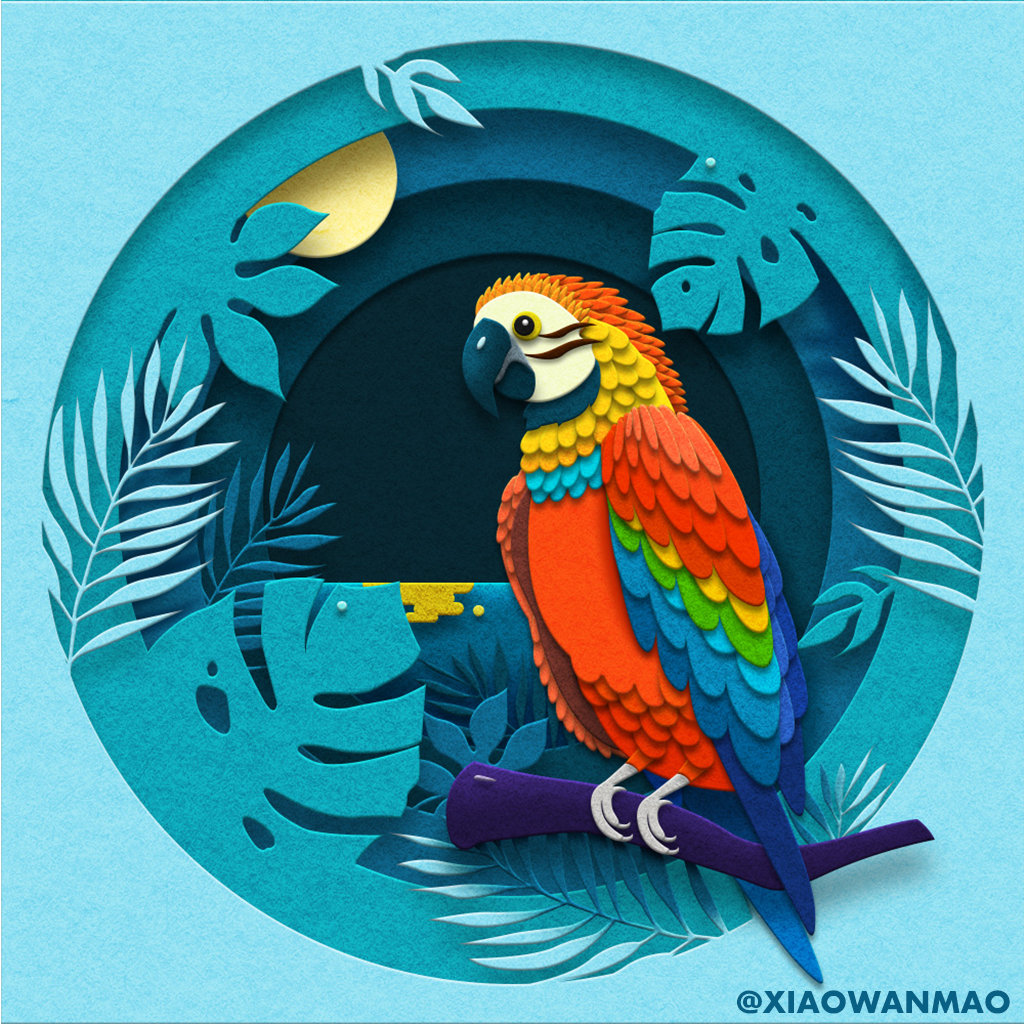 来自木鼠ui班的一组剪纸风格插画真的很喜欢这样的质感呀