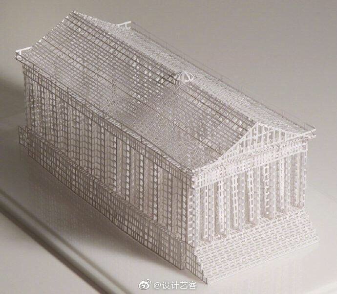 普通的薄纸切割出的精美建筑模型,来自艺术家jill syl