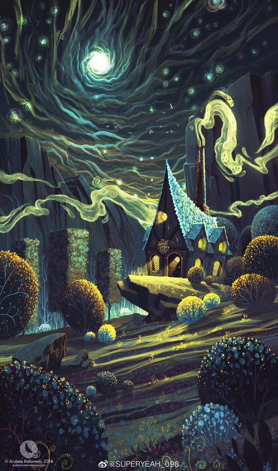 插画师andreakoroveshi的超现实风作品有着极强的光影把控