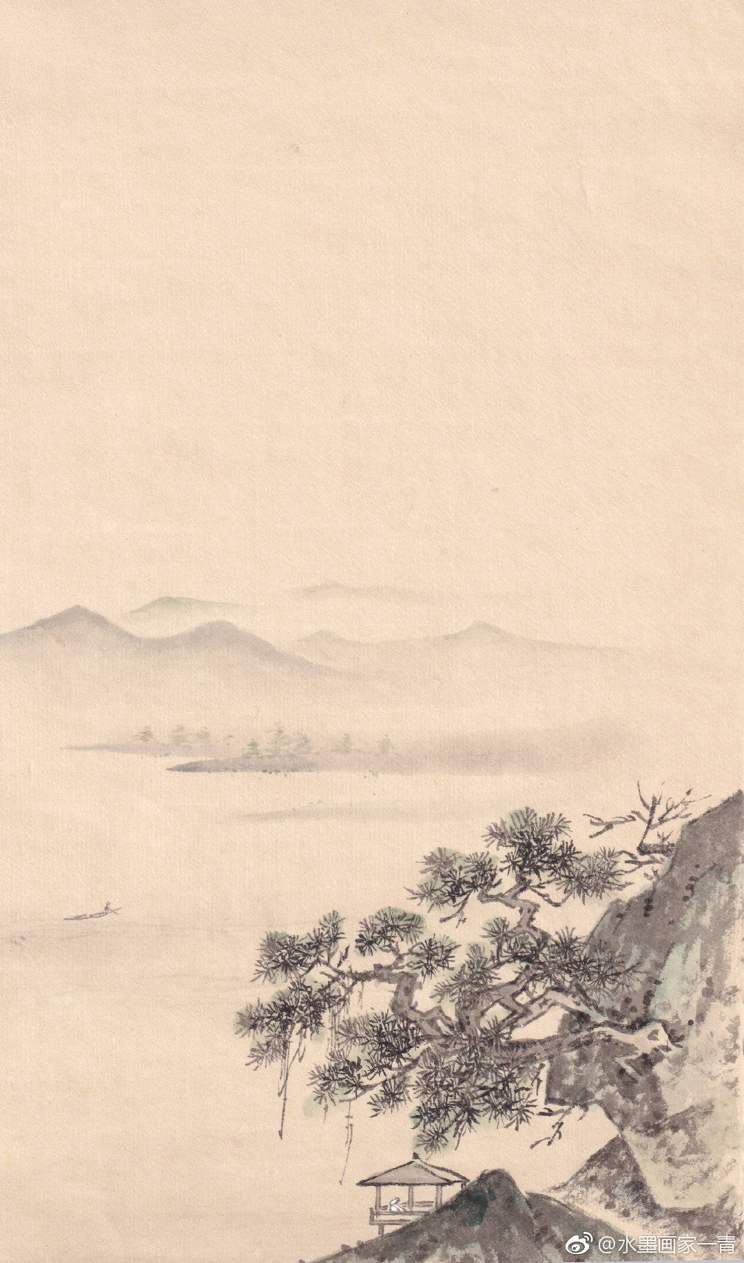 林间静听 · 几幅小稿山水 @水墨画家一青