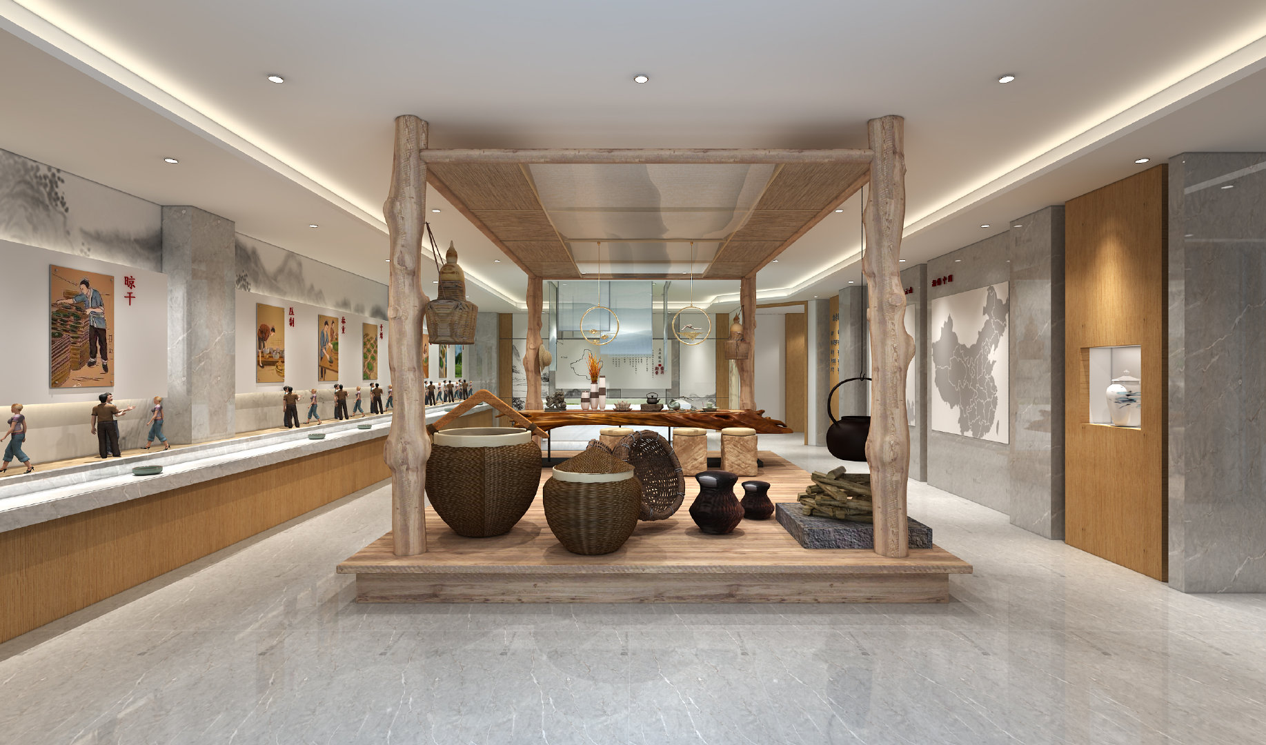勐库勐傣茶厂1000㎡商装设计效果,商业空间装修可以了解一下.