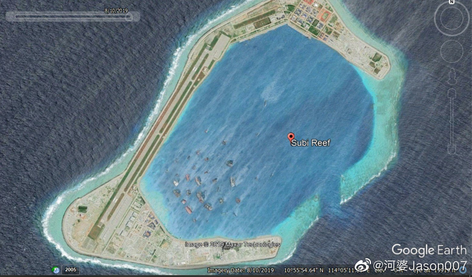谷歌地球更新中国南海岛礁卫星图至今年3-8月