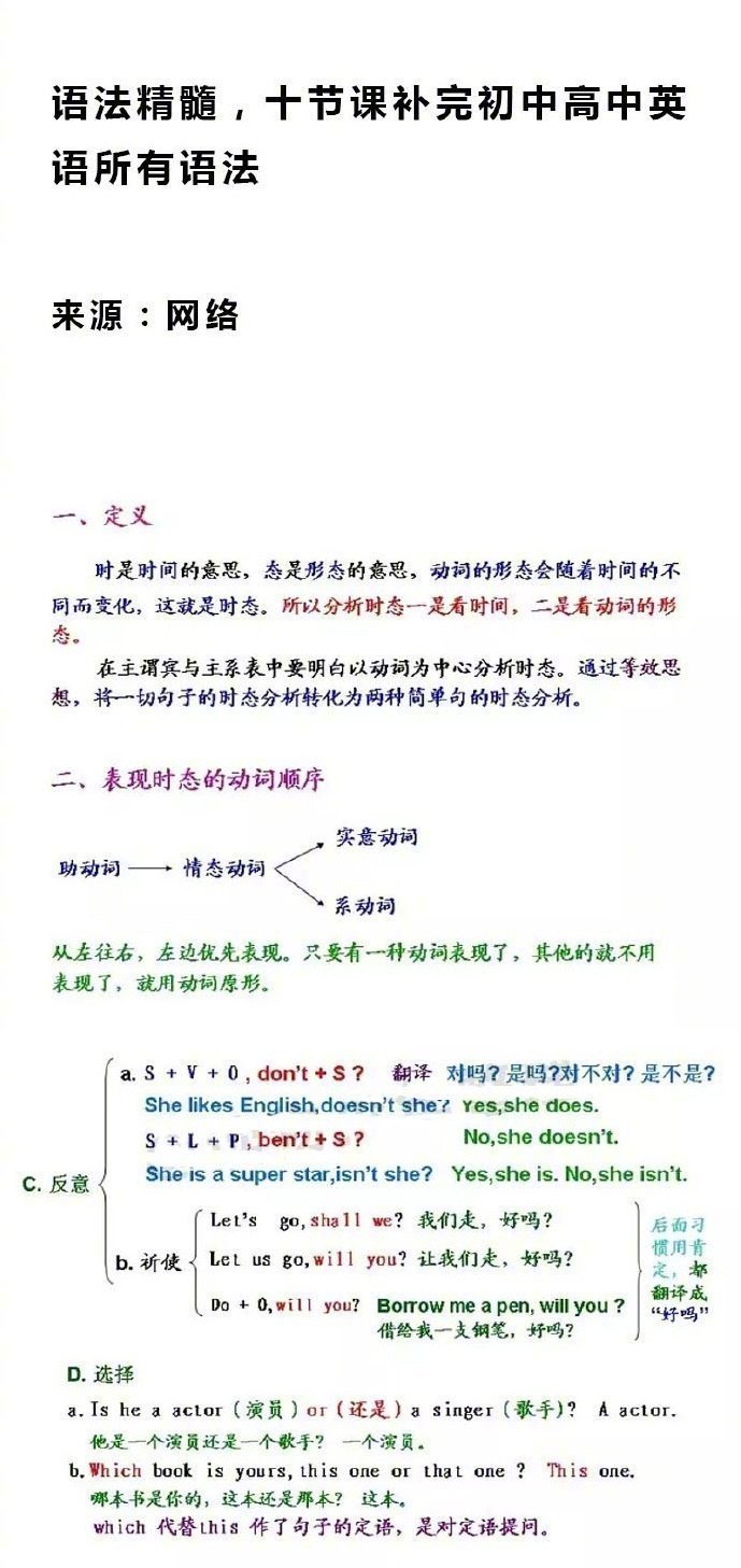 语法精髓,十节课补完初中高中英语所有语法,转需!|精髓|初中|节课_新浪新闻