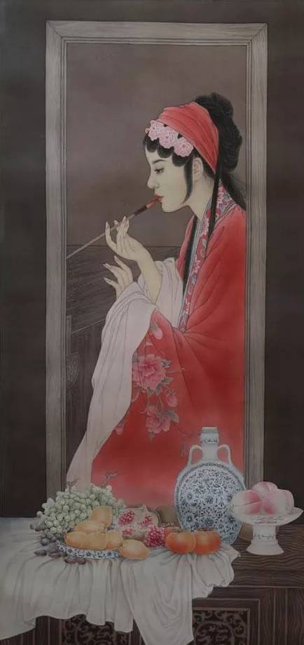 崔景哲笔下的工笔人物个个都是大美人