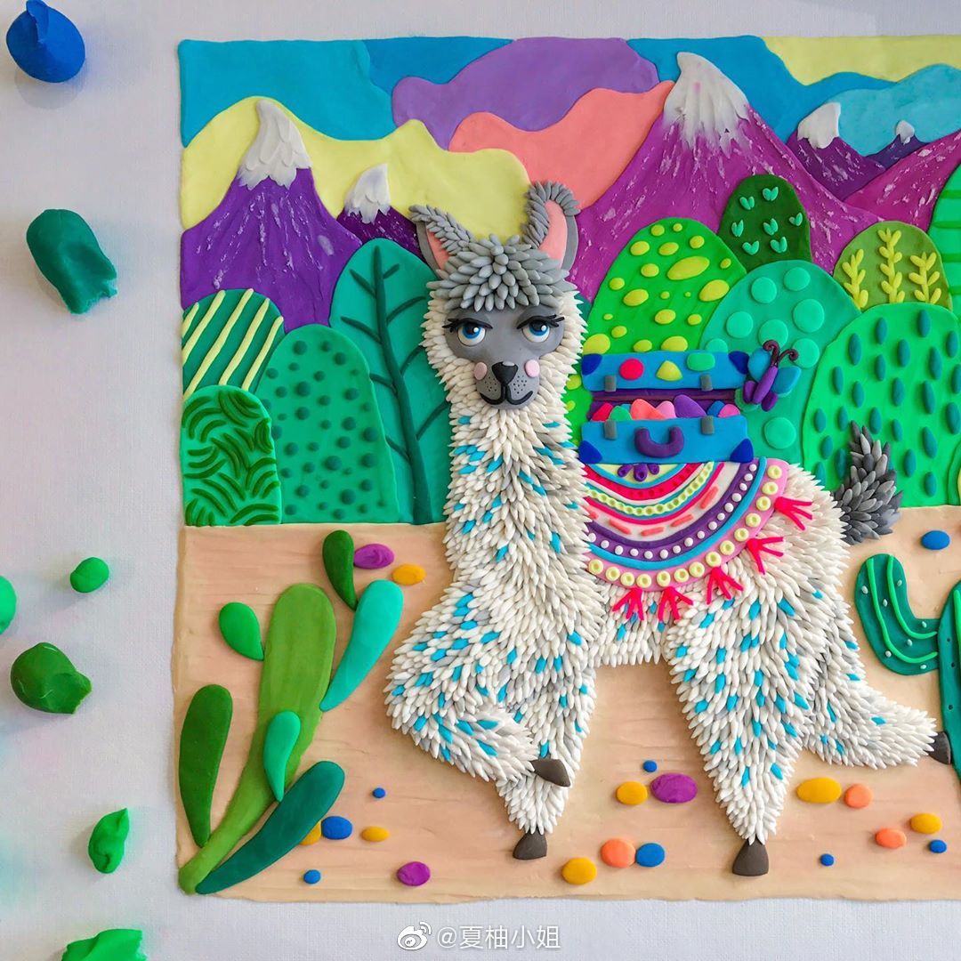 动物粘土浮雕画萌萌哒