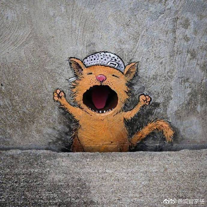 艺术家david zinn用粉笔在街头的涂鸦,好可爱