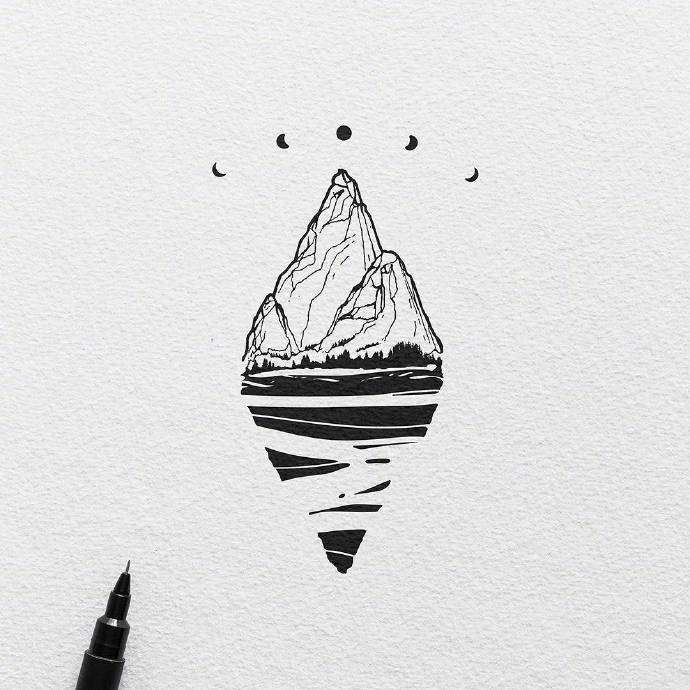 针管笔创意黑白插画 | ins:ariarosso