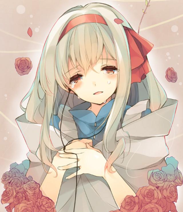 超可爱二次元卡通手绘画爱哭的女生一个人的时候要坚强