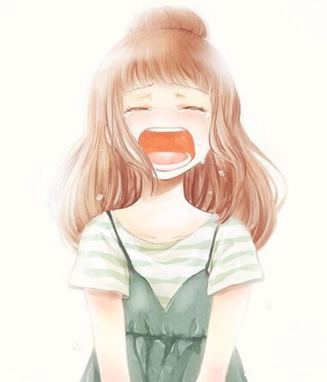 超可爱二次元卡通手绘画爱哭的女生一个人的时候要坚强