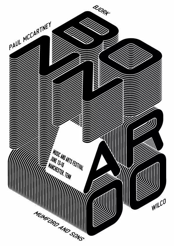 以文字变形创意作为视觉冲击力的黑白色调海报分享图源网络