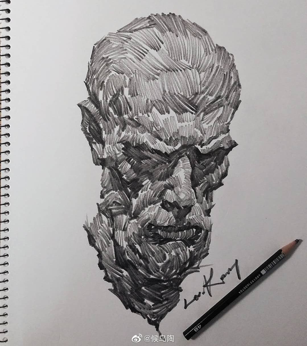 韩国插画师leek超赞排线的人像手绘绘画