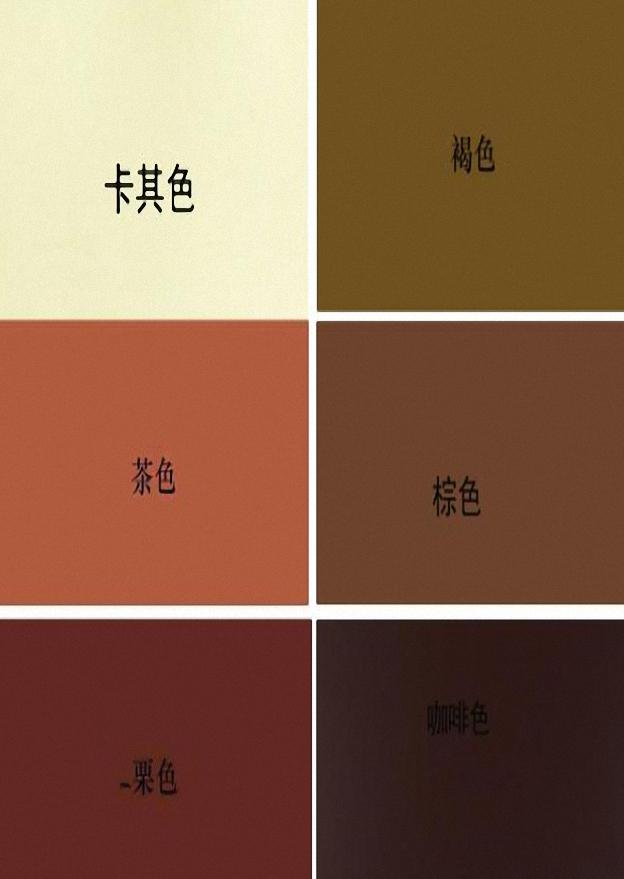 咖啡色,褐色,茶色,栗色,棕色这六个色系,所谓色系就是因为颜色深浅不