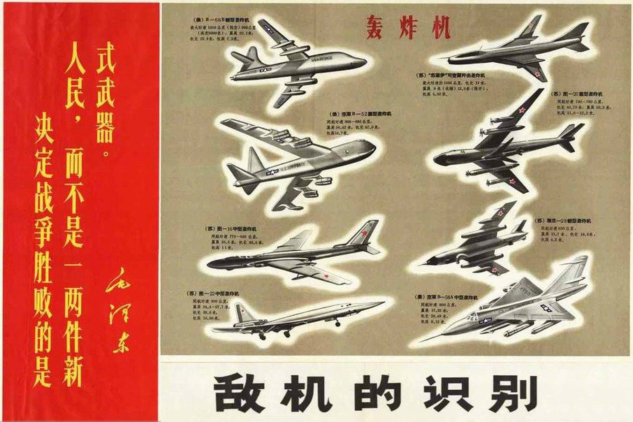 70年代我军绘制的敌机识别图示
