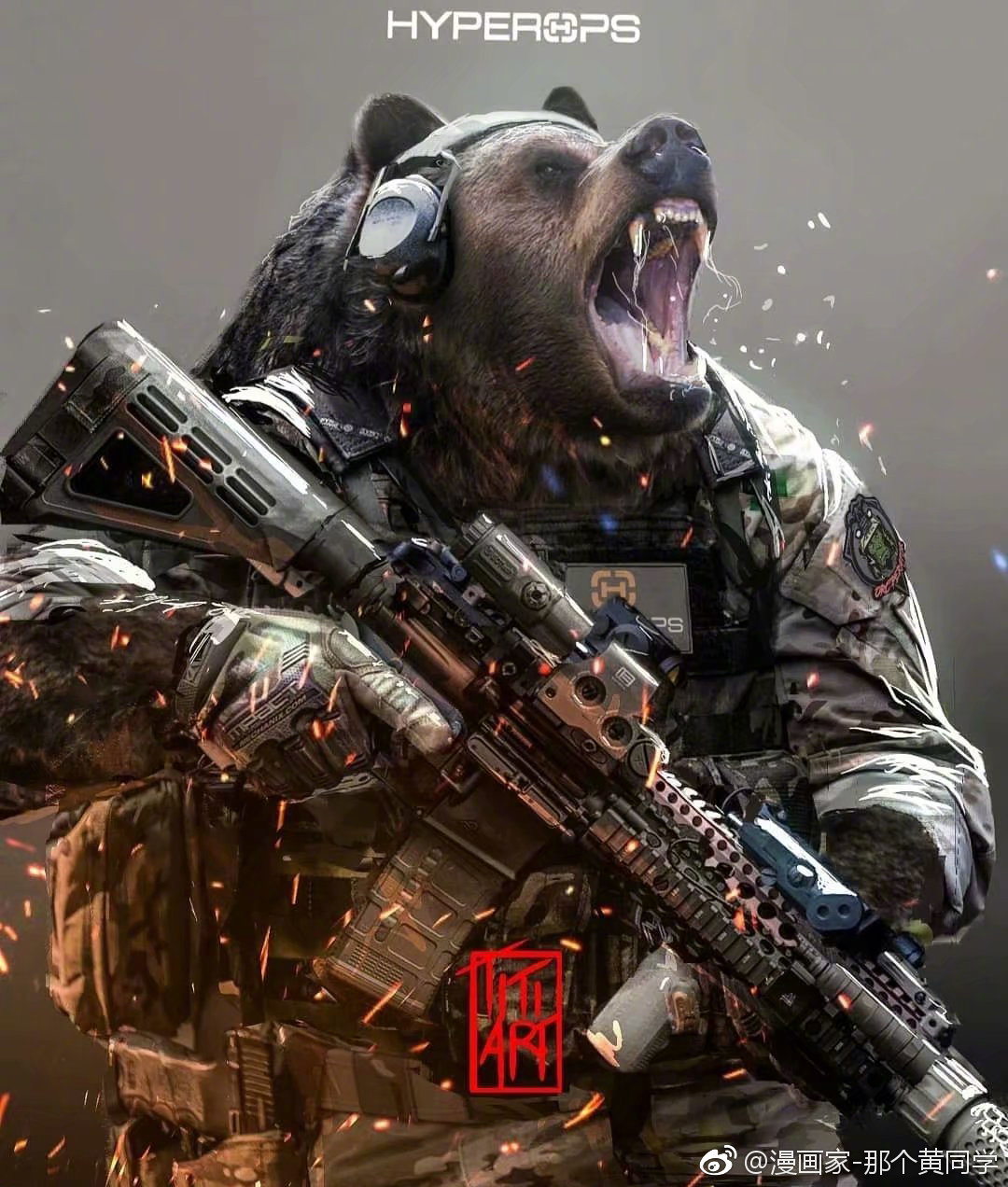 多年从事游戏手绘与军事类创意设计,这次将动物化身"无畏战士",看上去
