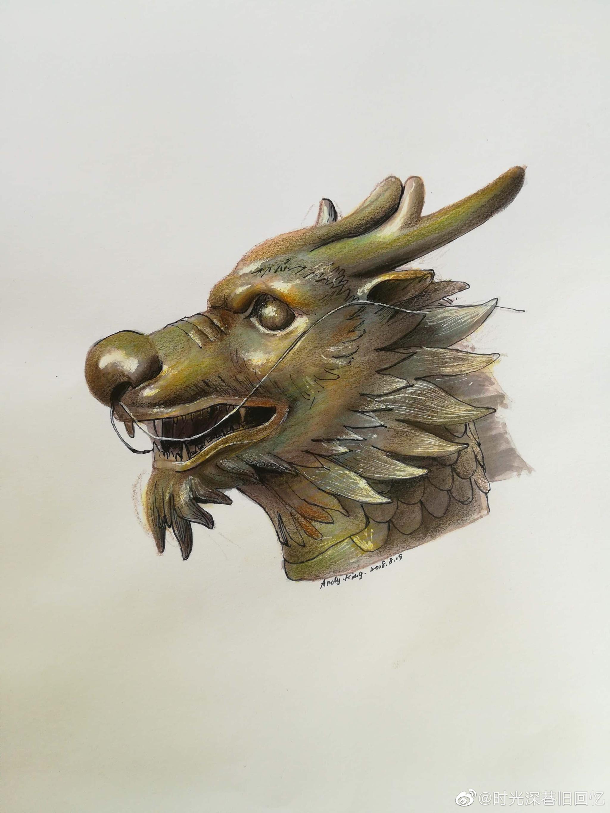 来自@秦昊安 投稿——手绘96《圆明园十二生肖兽首铜像》.