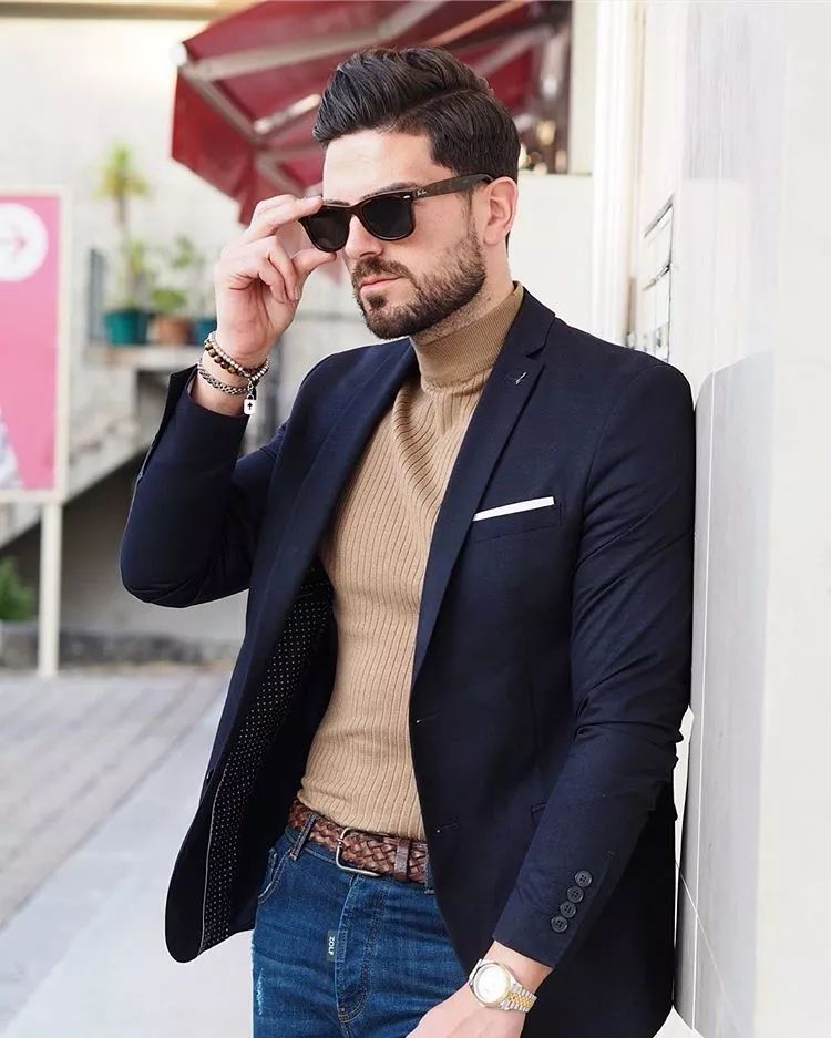 牛仔裤 西装,连背影都帅