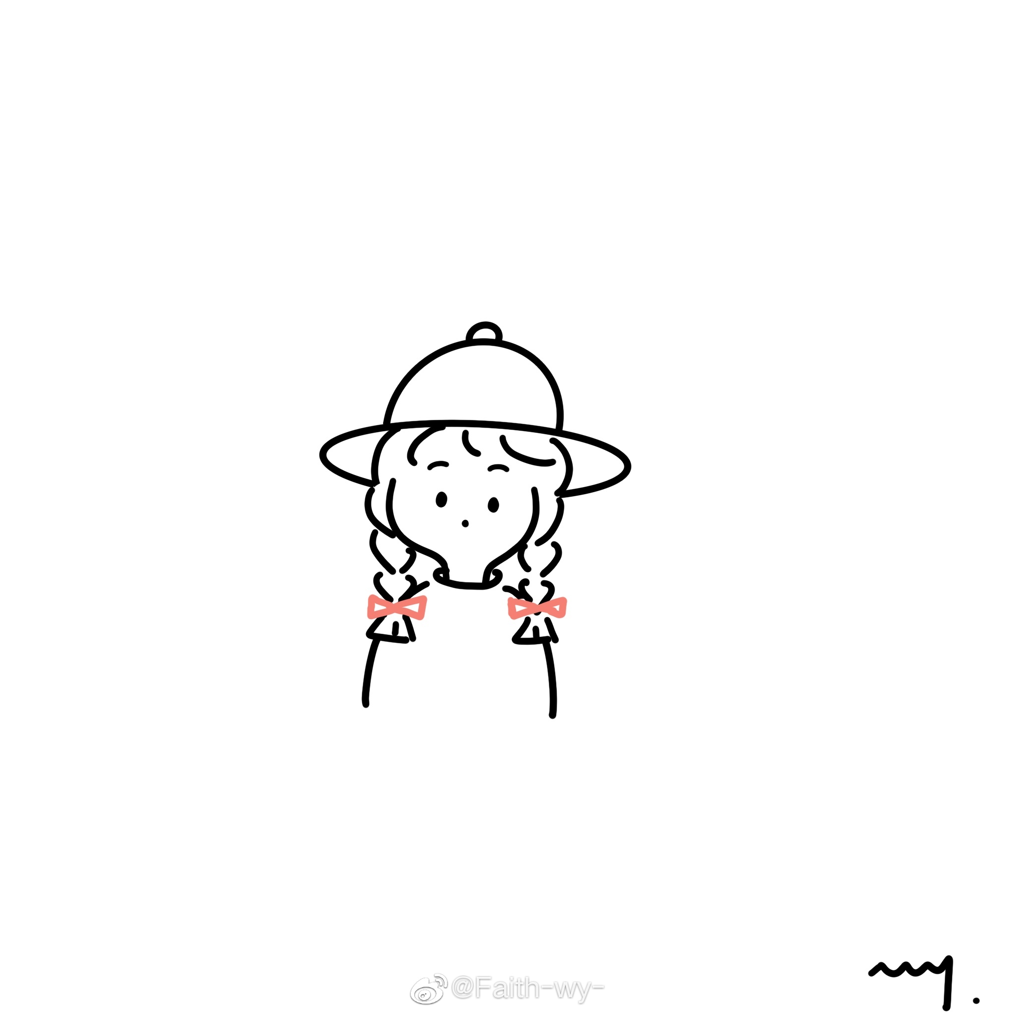 把简笔画女孩儿画在手账里吧