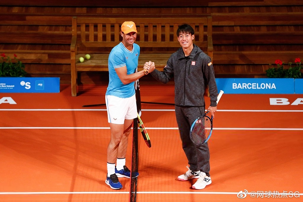 纳达尔与锦织圭参加巴塞罗那赛前活动的部分图片