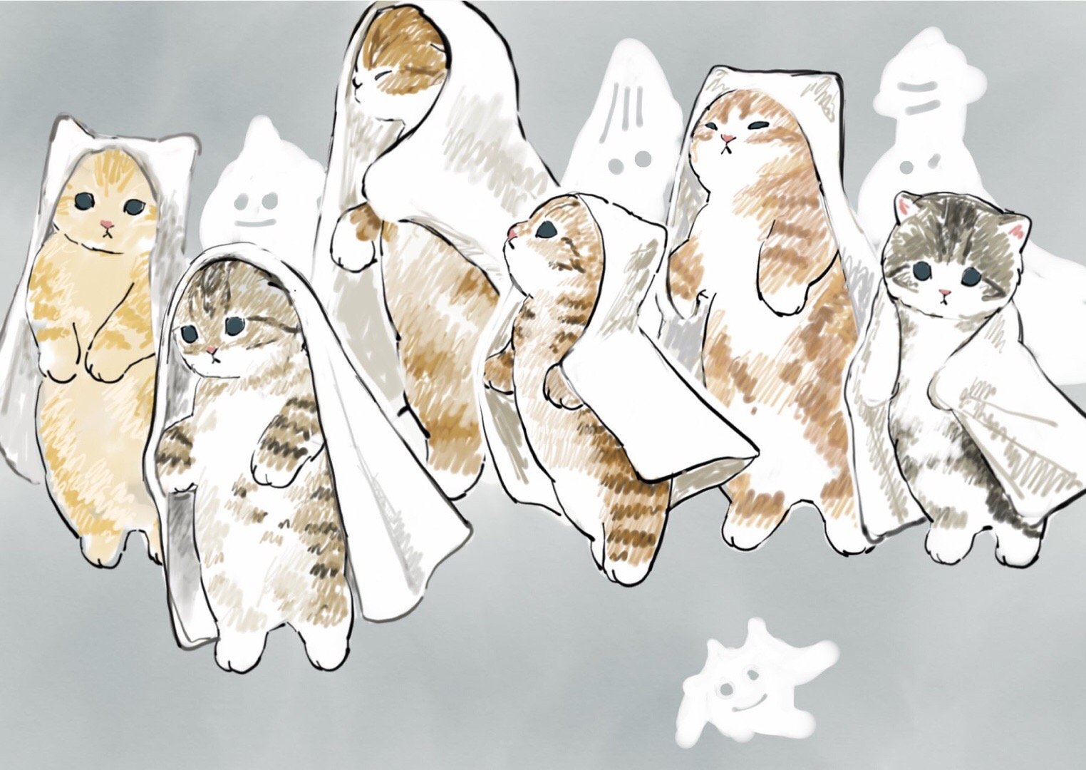 可爱的猫咪插画第一张万圣节主题太萌了你喜欢哪一张twi