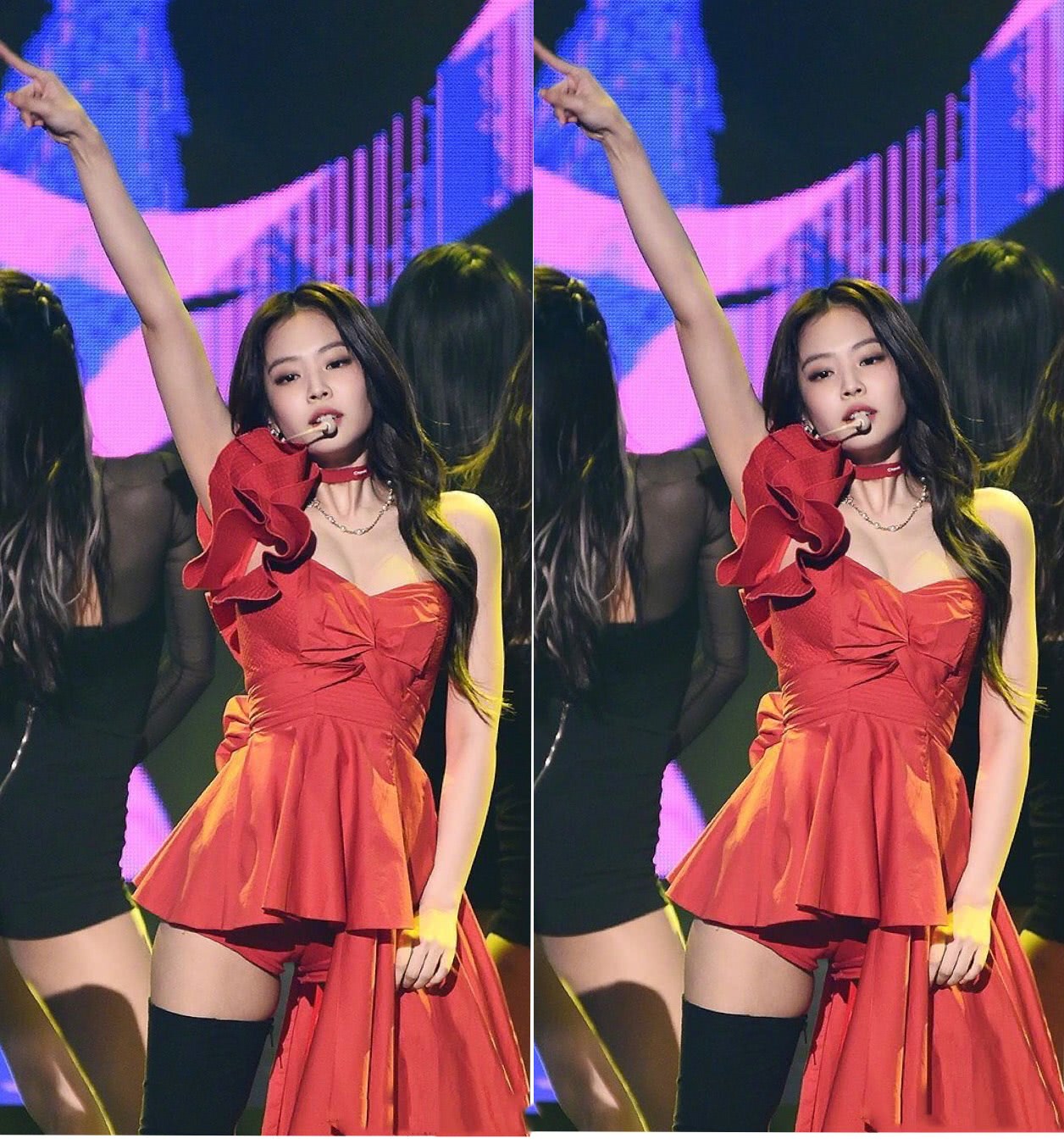 jennie真的气场太强大了,穿红裙子表演,一个人掌控全场!