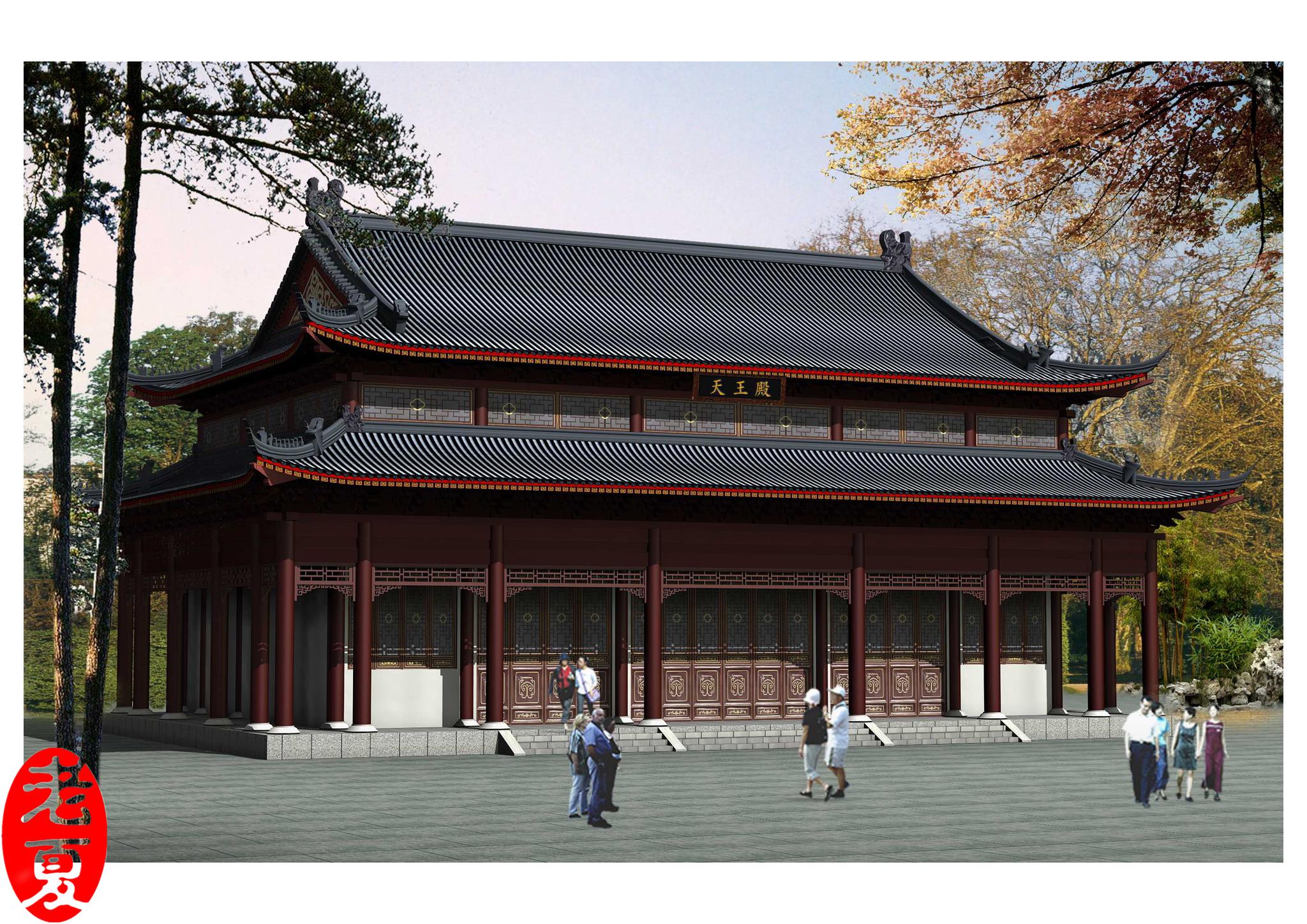 寺院寺庙效果图设计,一花一世界!