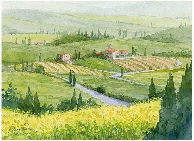 楢崎清春水彩插画 @微博美学