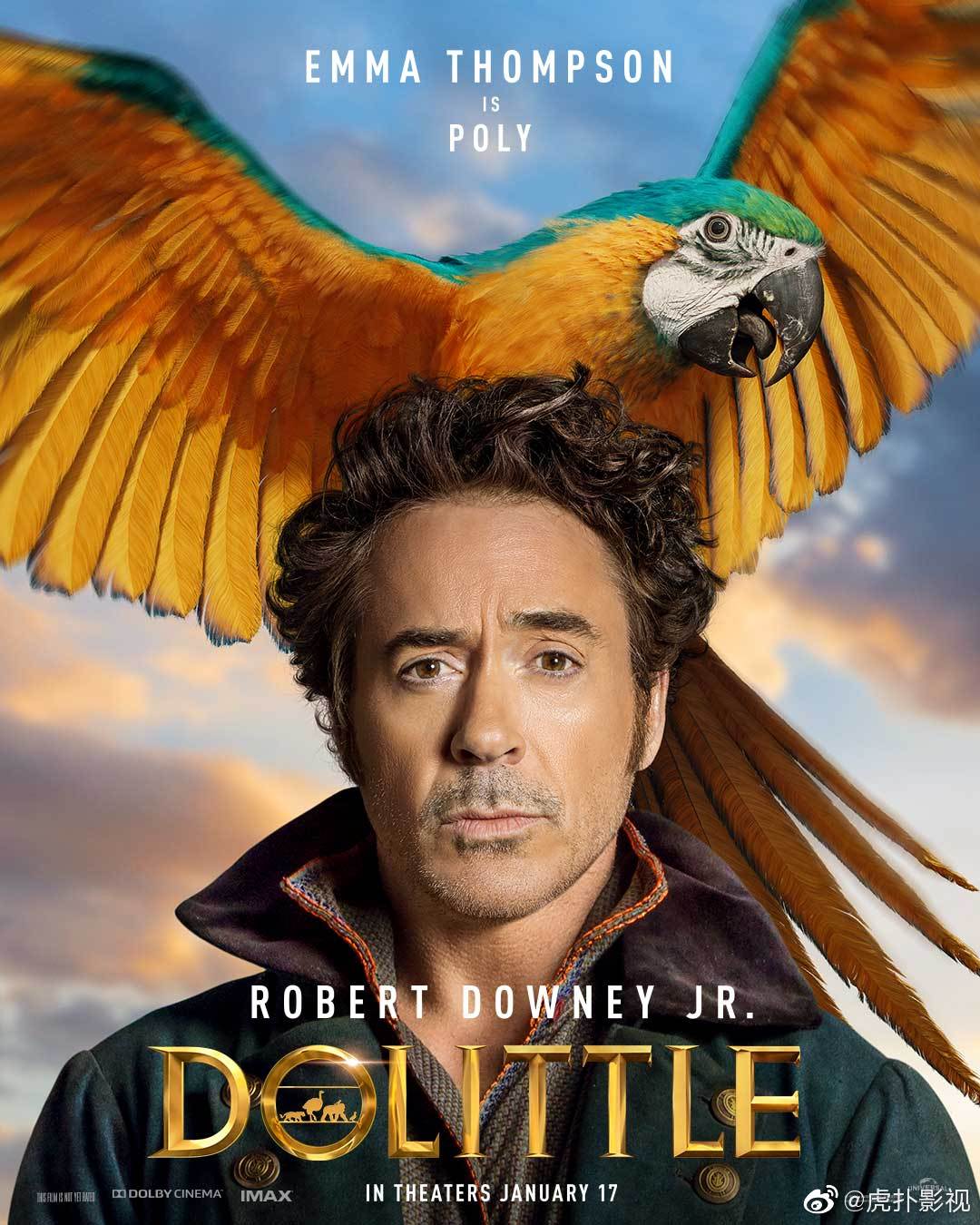 小罗伯特唐尼主演电影多力特的奇幻冒险发布配音动物角色海报