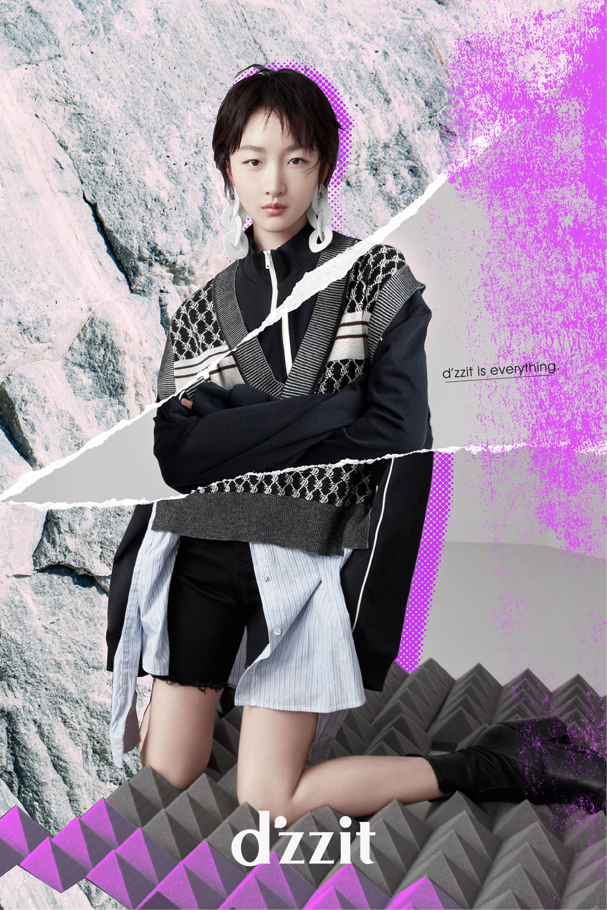 近日周冬雨携手时尚摄影师范欣共同演绎dzzit2019秋装大片