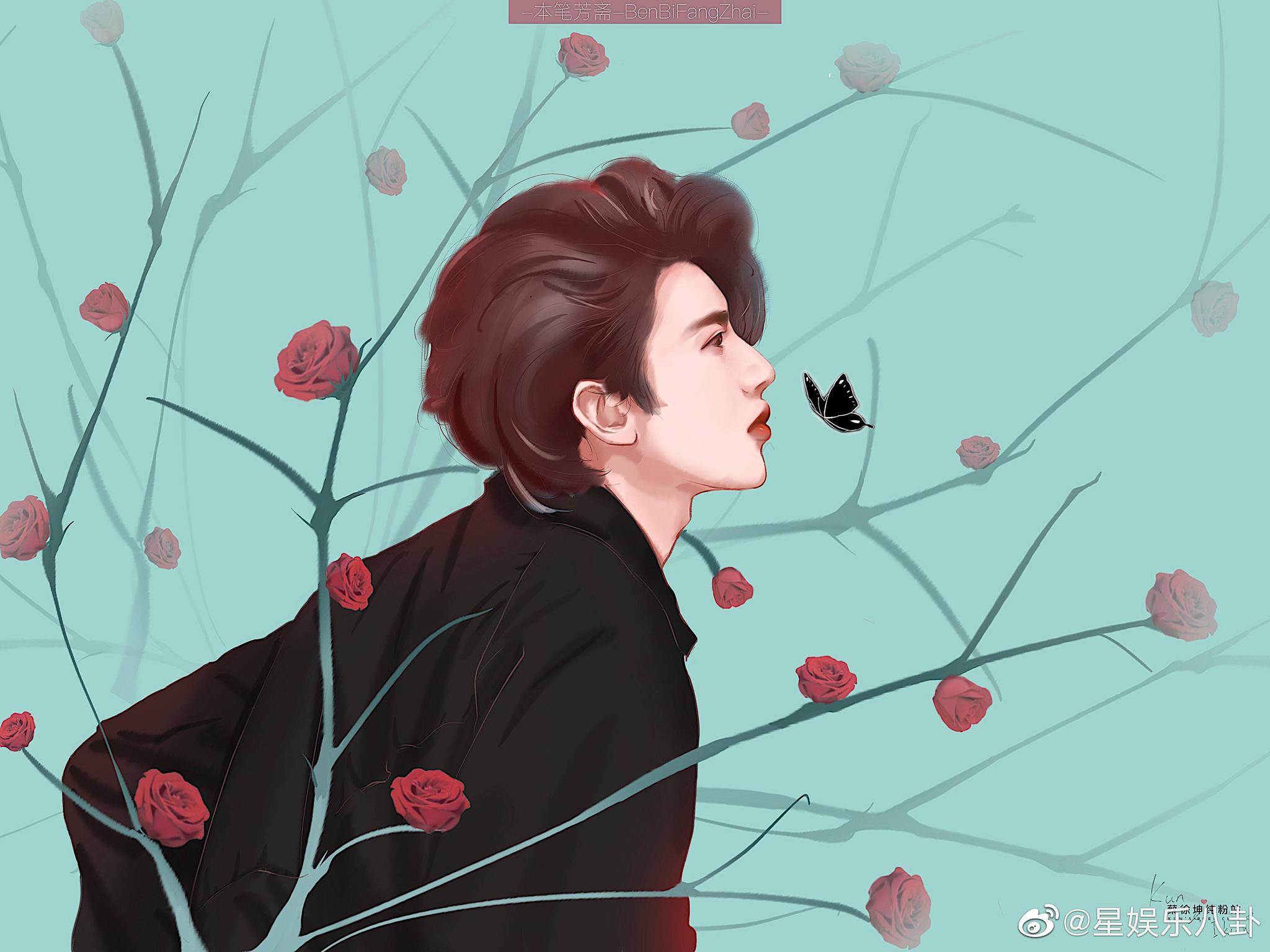 分享一组蔡徐坤神仙饭绘百变少年撕漫男本男了有才