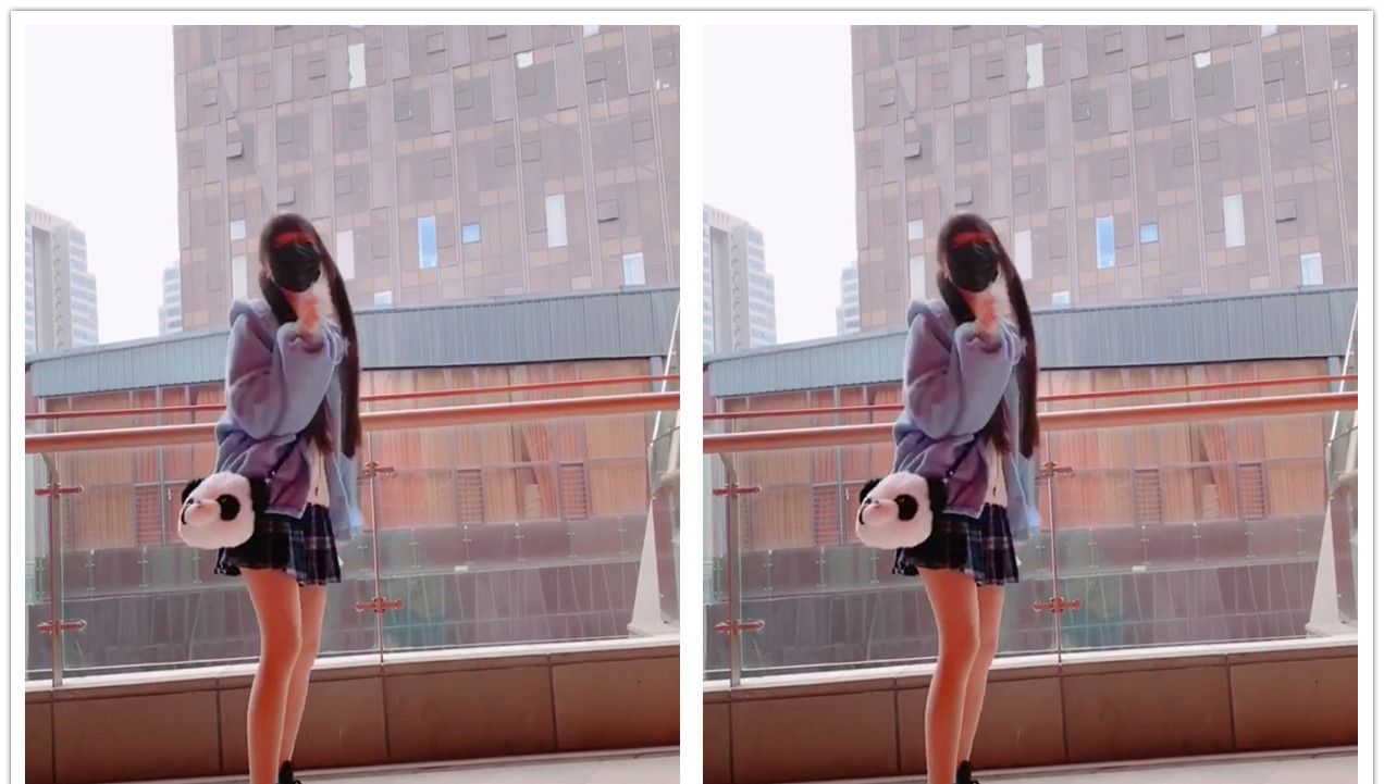 看起来像是有了小脾气一样,显得非常可爱,近距离的时候暴露真实腿长了