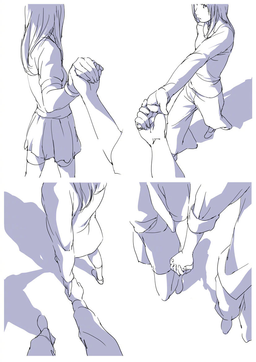 动漫人物牵手动作绘画参考!简单粗暴,自己借鉴,转需! (作者