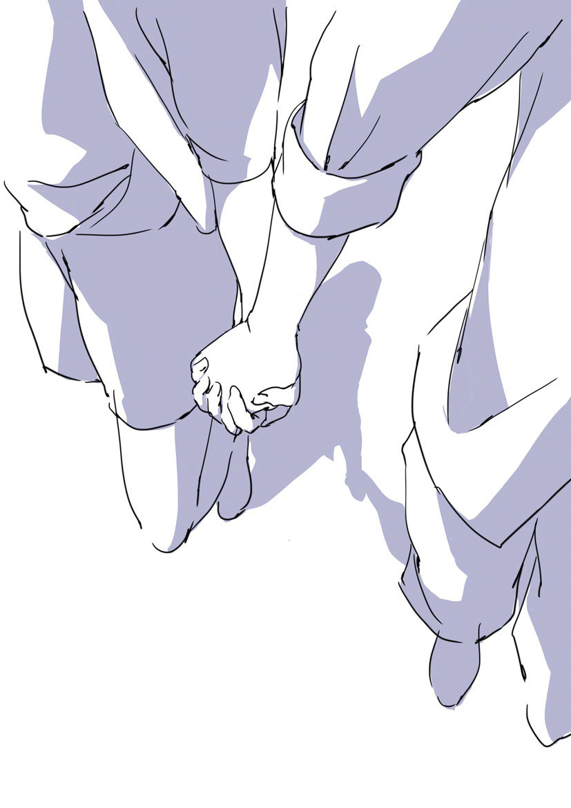 动漫人物牵手动作绘画参考!简单粗暴,自己借鉴,转需! (作者