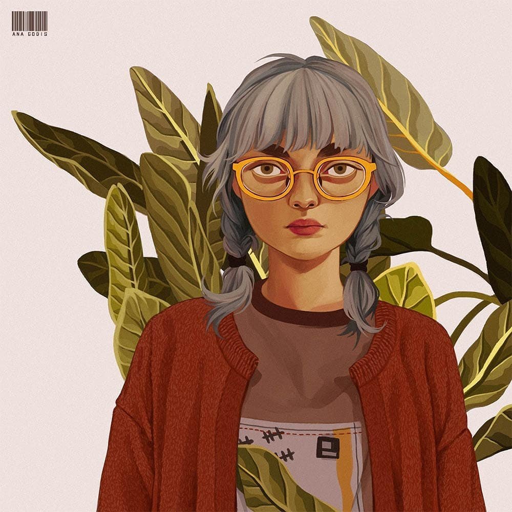 来自乌克兰插画师 ana godis 的人物插画,极具个性的配色
