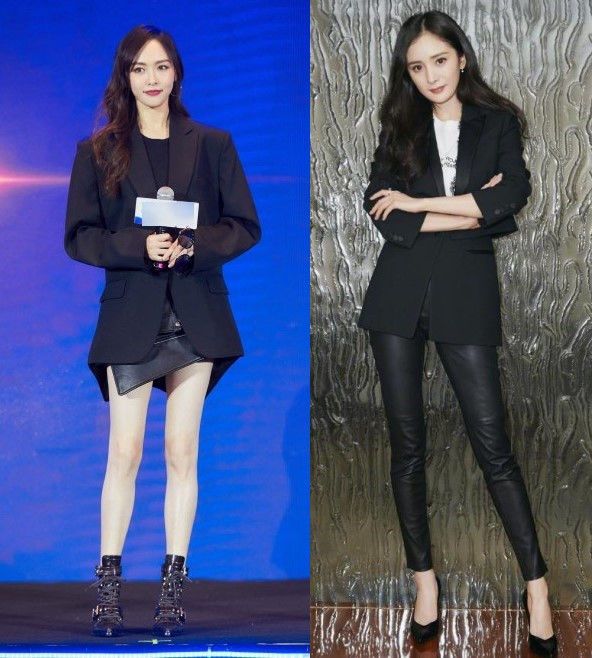 唐嫣撞上杨幂同穿西装外套网友这就是小女人和女强人的差别