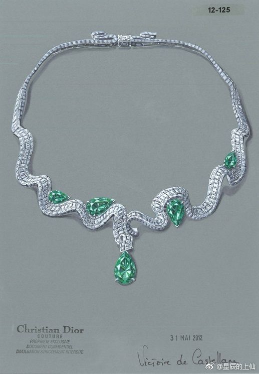 分享一组dior 珠宝设计图稿@微博美学