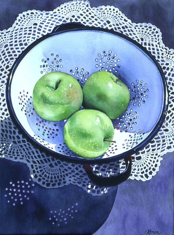 来自美国的水彩女画家irena roman的水彩玻璃器皿作品