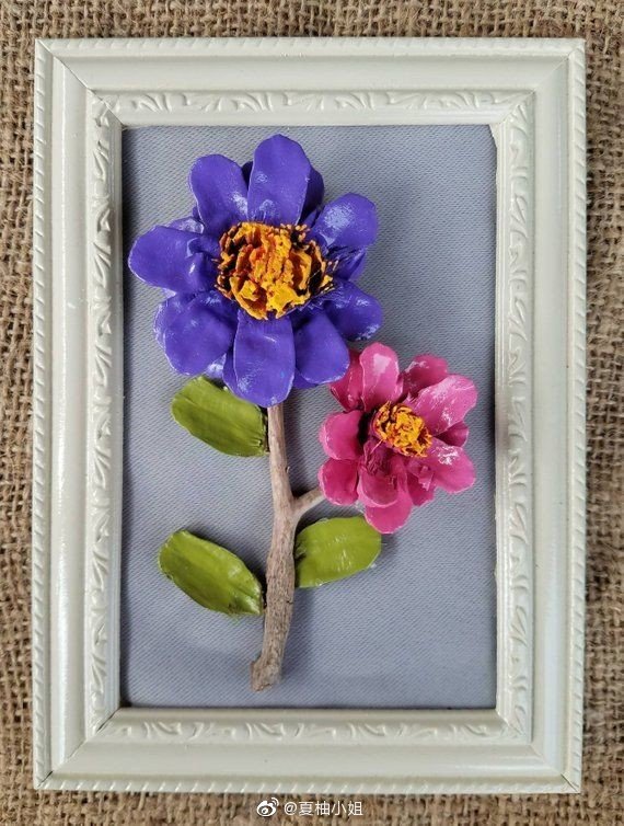 秋天做一波松果装饰画应时应景