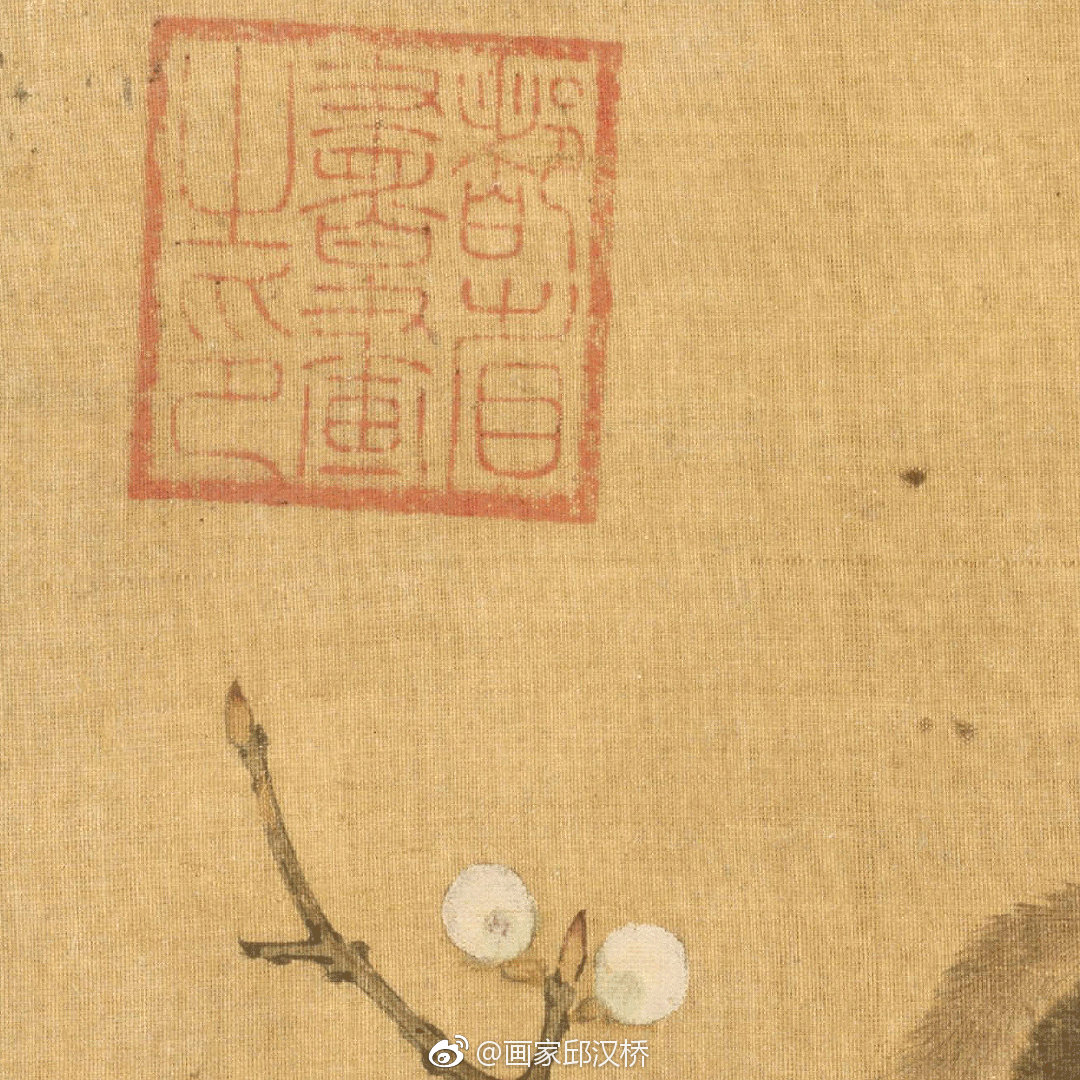 宋代佚名桃枝栖雀图现藏于克利夫兰美术馆