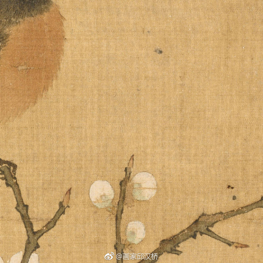 宋代佚名桃枝栖雀图现藏于克利夫兰美术馆