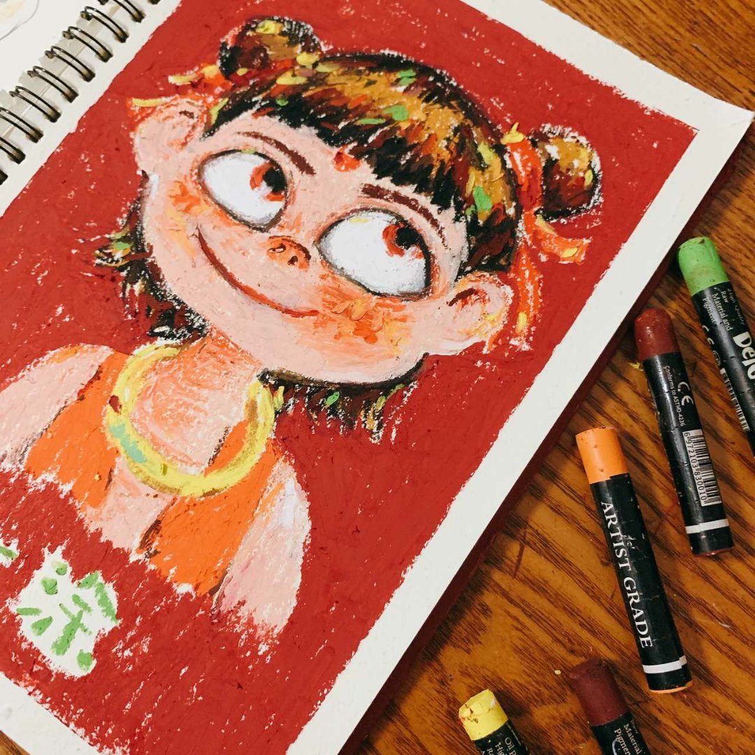 哪吒的蜡笔画风 投稿@一涂小姐