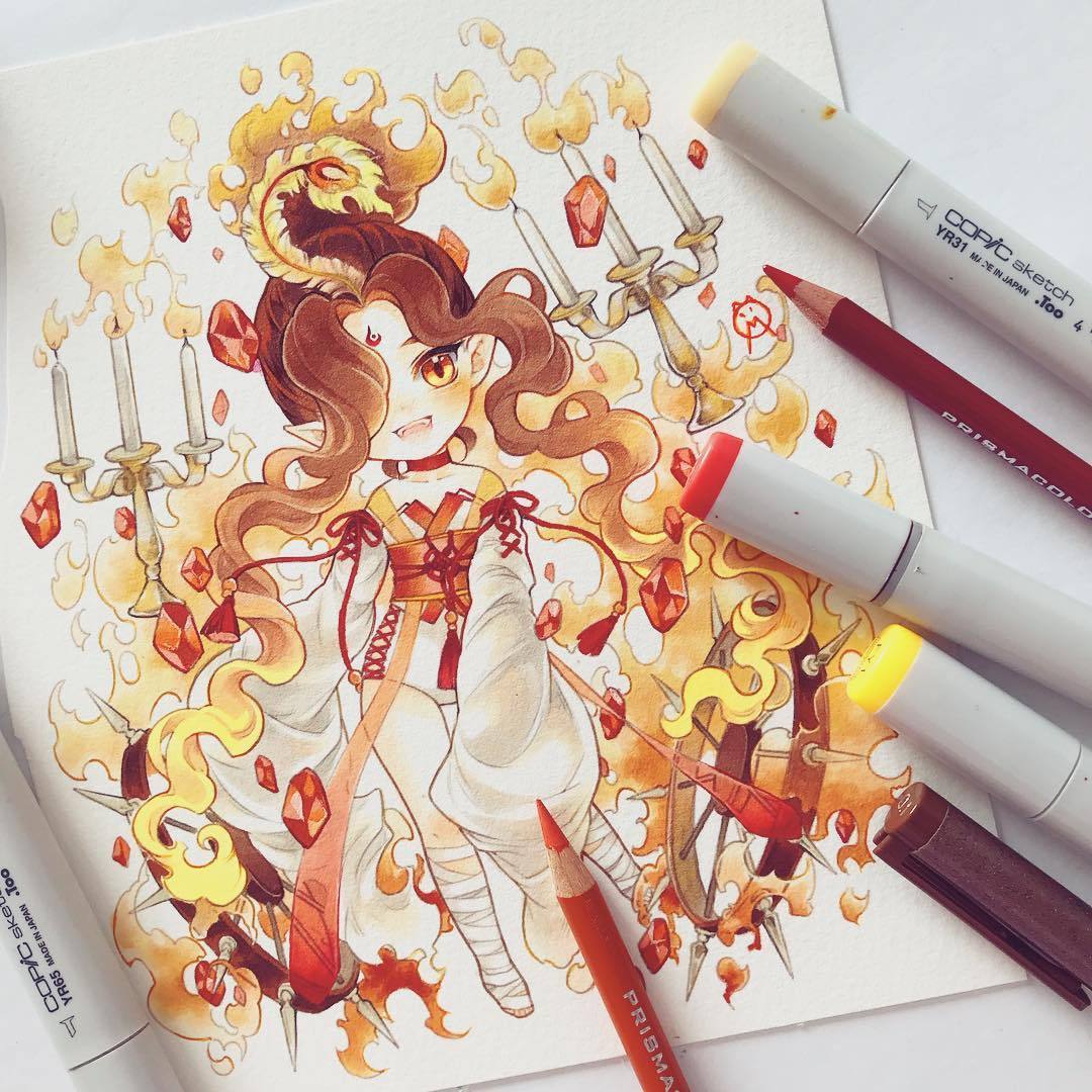 minmonsta使用马克笔绘制出了如此多的盛世美颜|马克