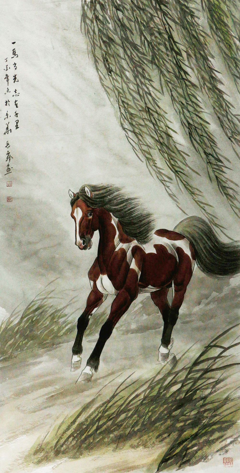 刘长鑫国画马作品赏析倜傥洒脱姿态优美富有艺术感染力