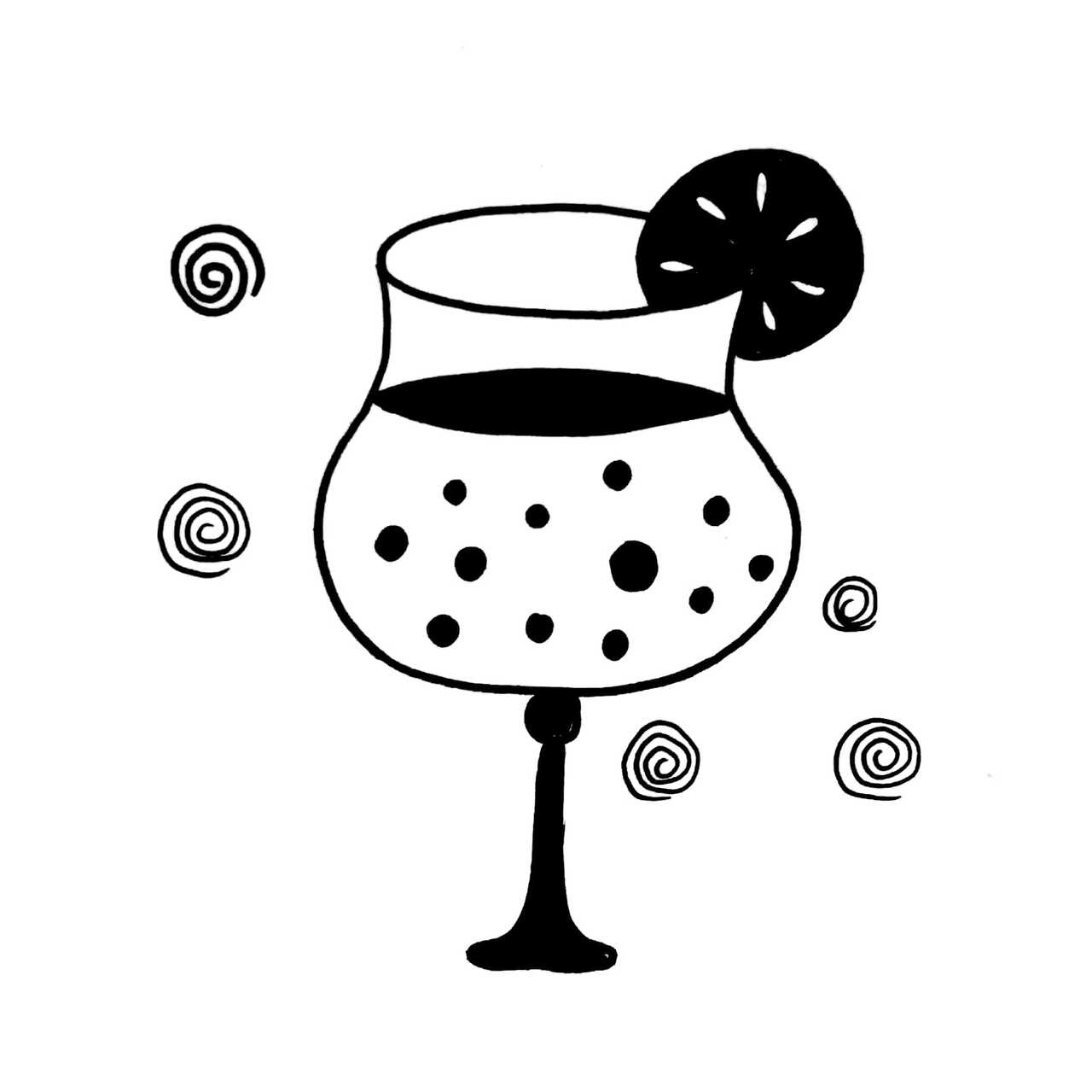 一组萌系小杯子黑白简笔画.