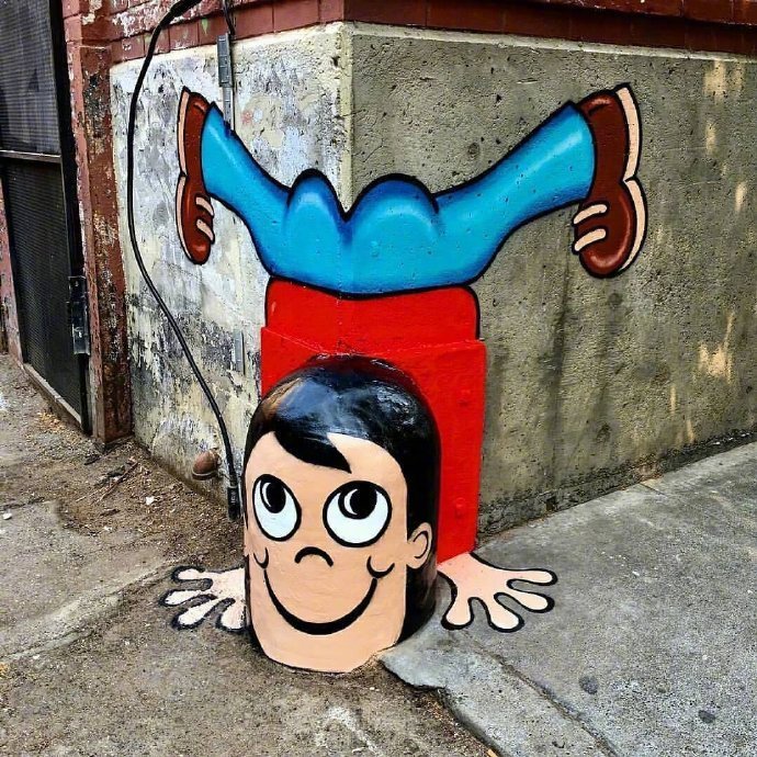 街道上的趣味涂鸦,太有创意了