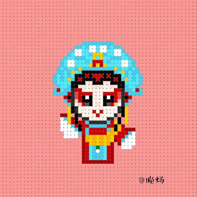 晚炀分享的一组中国风拼豆图纸分别是赵子龙诸葛亮四大美人