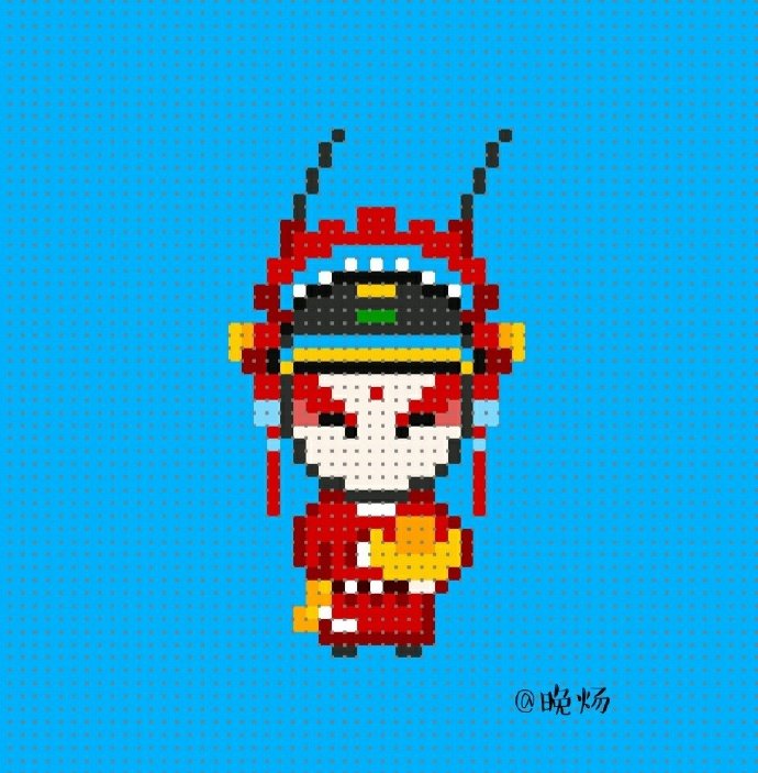 晚炀分享的一组中国风拼豆图纸分别是赵子龙诸葛亮四大美人