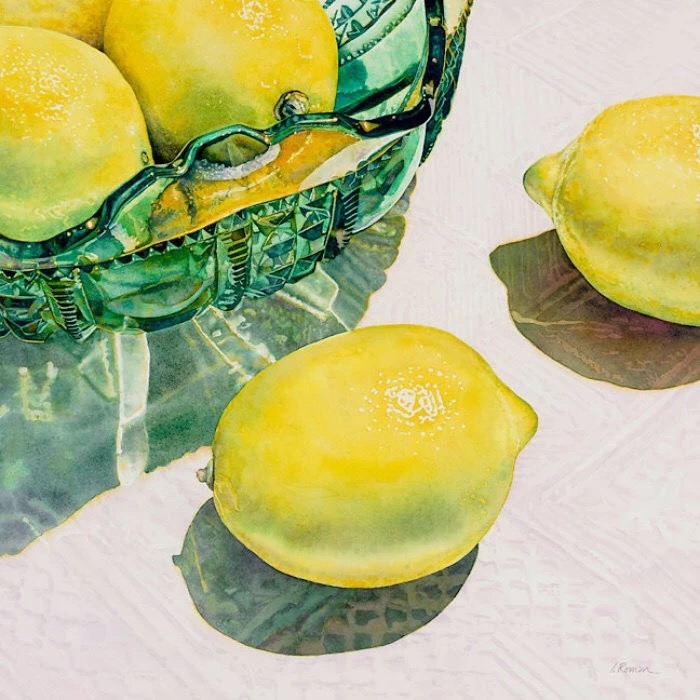 来自美国的水彩女画家irena roman的水彩玻璃器皿作品