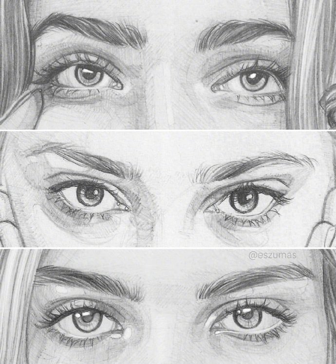 插画师 matt mas 的眼部练习,不同的眼神和特点