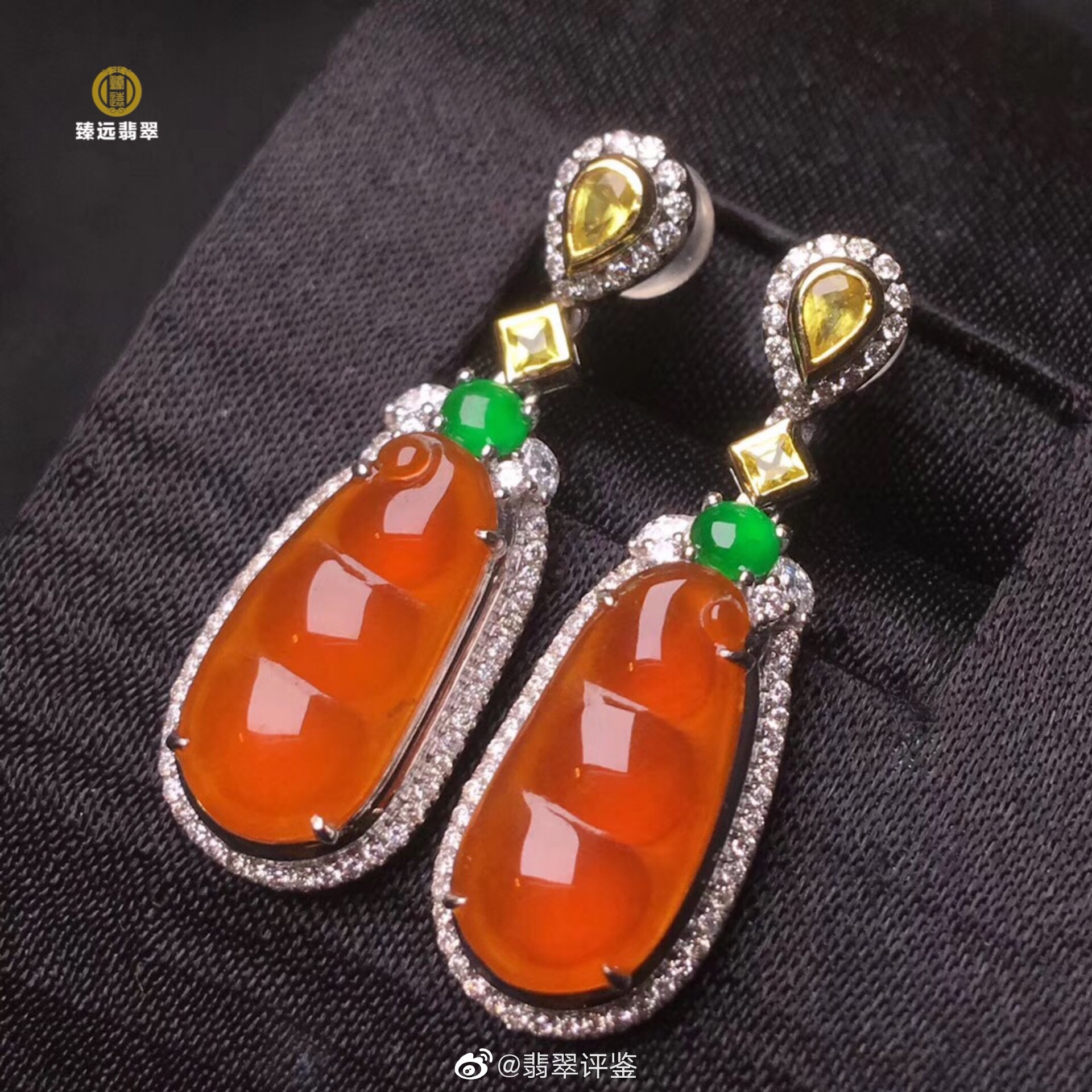 冰红翡福豆耳钉 67冰红翡福豆耳钉 67冰红翡